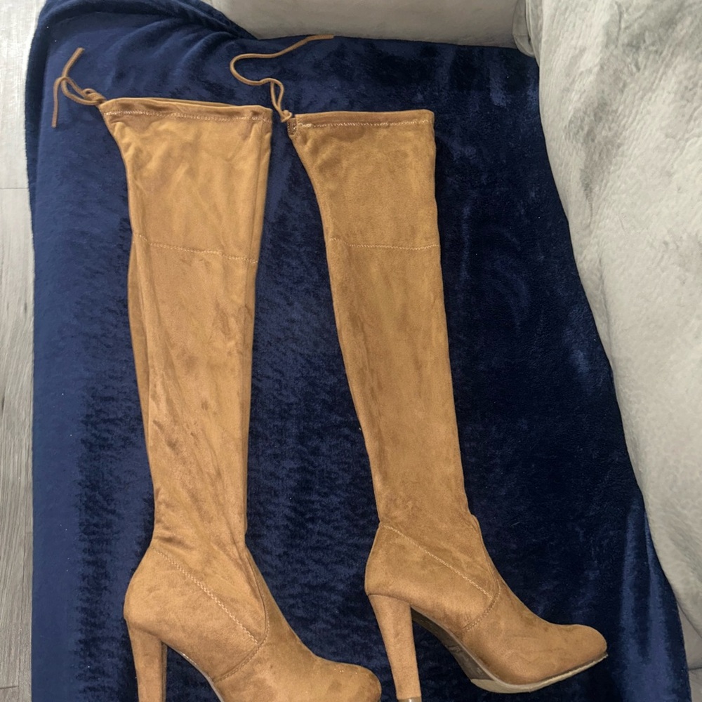 Stylish Tan Over the Knee Boots